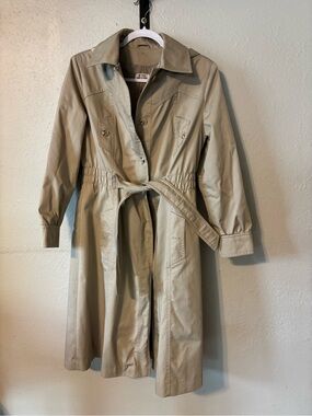 Women's Beige Trench Coat with Tie Waist